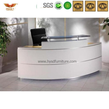Popular Curved Office Reception Desk Wooden Corner Desk (HY-Q30)